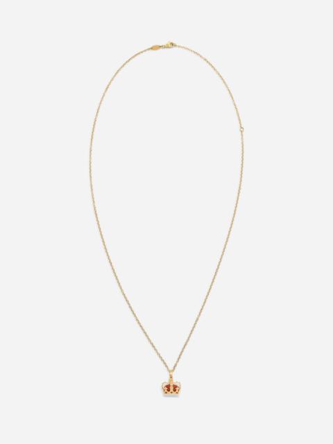 Royal Pendant 18-carat yellow gold, jasper, rubies, and blue sapphire