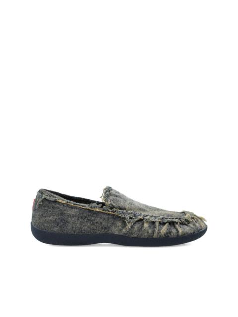 D-Shock frayed denim loafers
