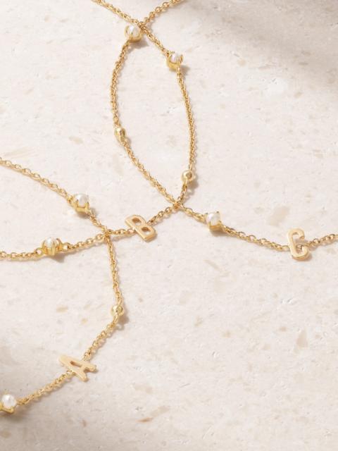 Initial 14-karat Gold Pearl Bracelet