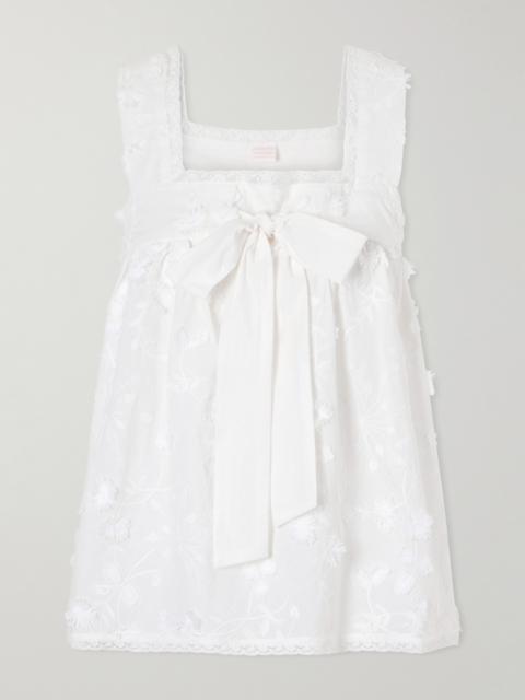 Suvereto Bow-embellished Lace-trimmed Broderie Anglaise Cotton Top