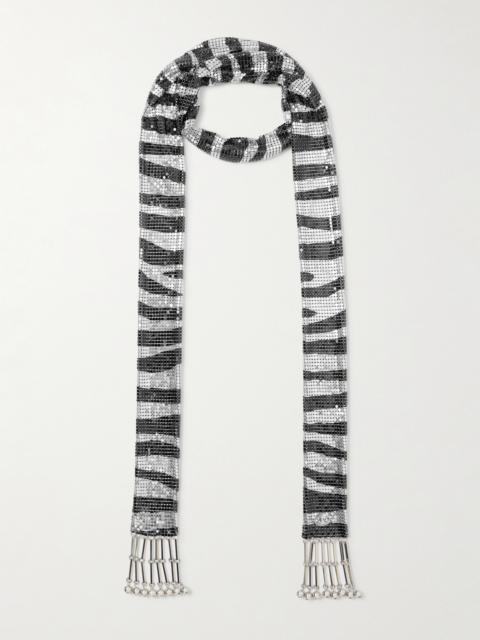 Fringed Zebra-print Chainmail Scarf