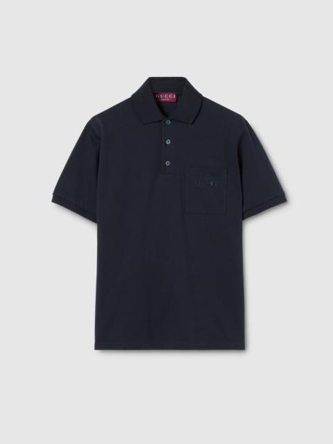 Cotton piquet polo shirt with embroidery