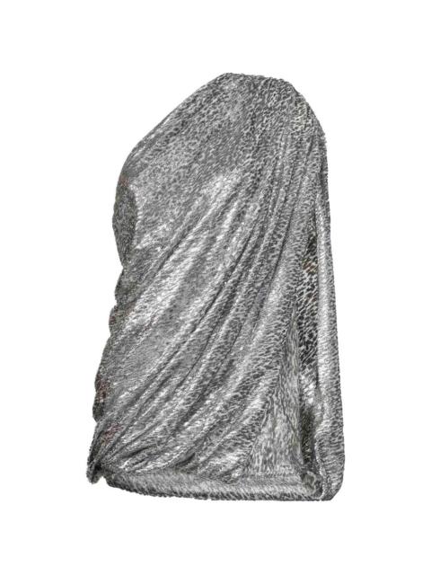 one-shoulder gathered dress