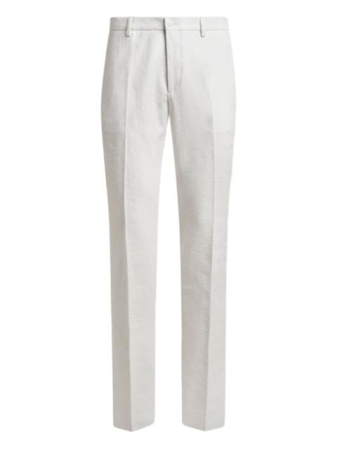 floral-jacquard trousers