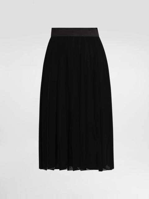 Pleated chiffon midi circle skirt