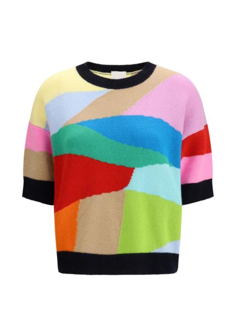 colour-block short-sleeved top