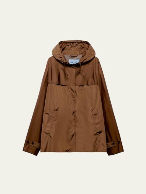 Hooded Drawstring Nylon Jacket