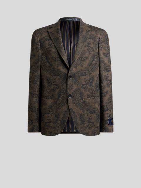 WOOL AND CASHMERE BLAZER WITH PLACED PRINT