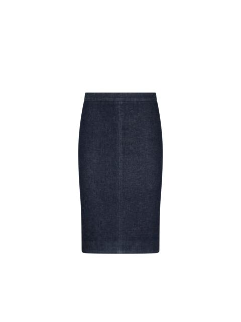KNEE-LENGTH TAILORED DENIM SKIRT