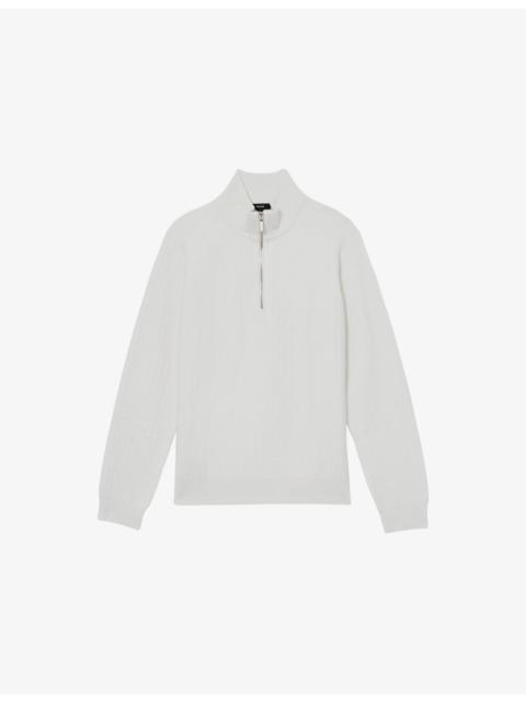 Textured Half-Zip Stretch-Woven Jumper