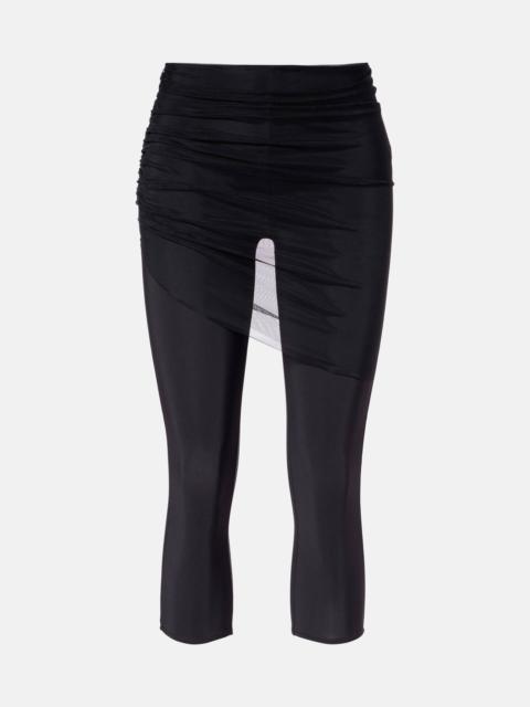 Cropped tulle-trimmed leggings