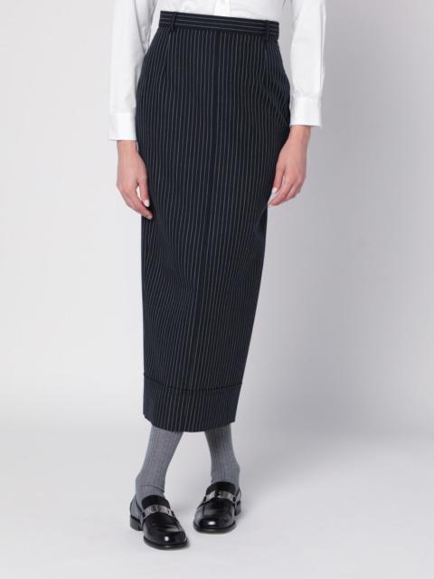 Navy blue pinstriped pencil skirt