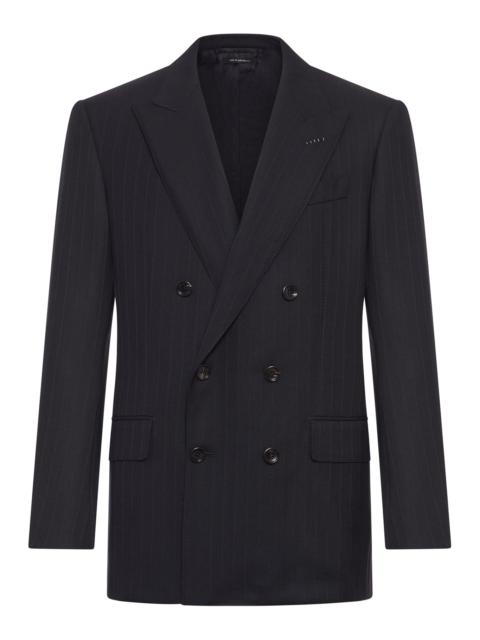 DOUBLE-BREASTED PINSTRIPED WOOL JACKET