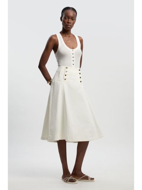 Denim Button Front Skirt