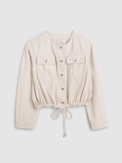 Drawstring Utility Jacket in Airy Denim