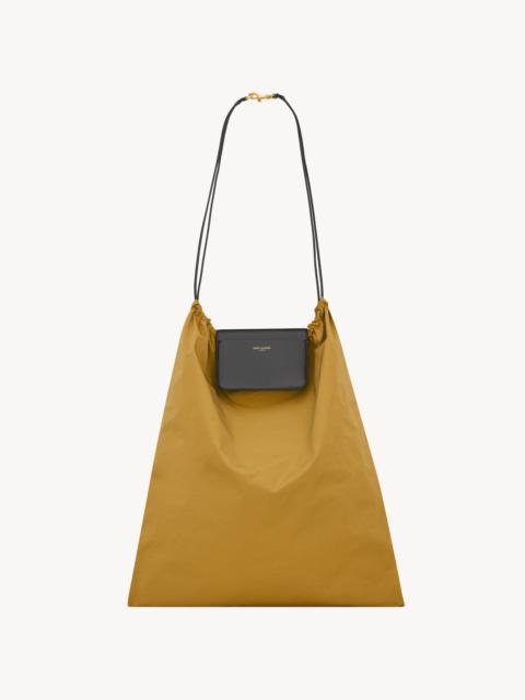 FOULARD FOLDING POUCH IN NYLON AND LEATHER