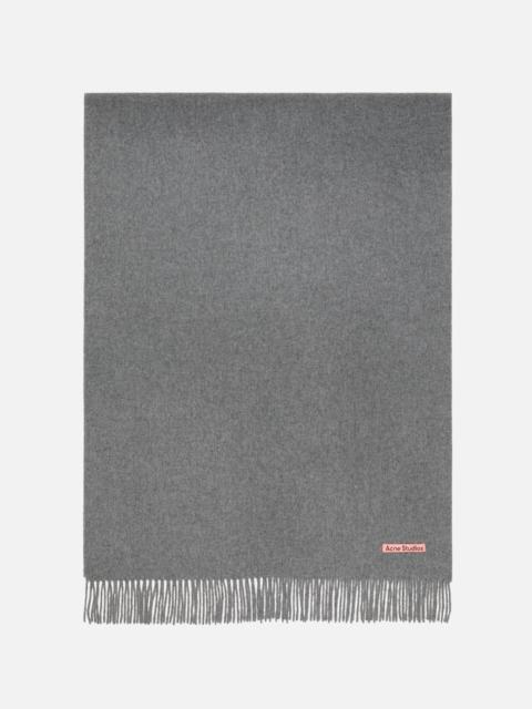 Fringe wool scarf - oversized - Grey Melange