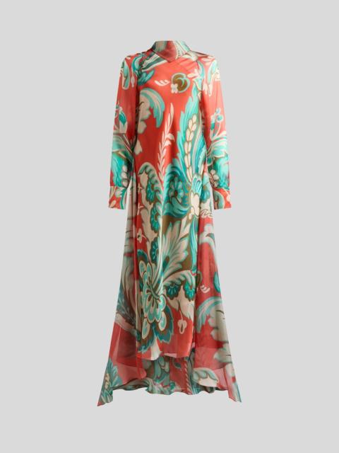 SILK MIDI DRESS WITH DRAPES