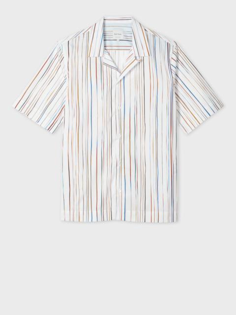 White 'Signature Pinstripe' Short-Sleeve Shirt