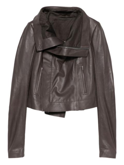 asymmetric leather coat