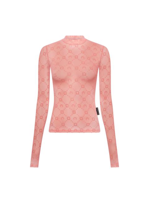 Recycled Mesh Flock Second Skin Highneck Top