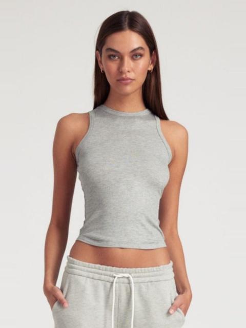 HEATHER GREY RIB HIGH NECK TANK