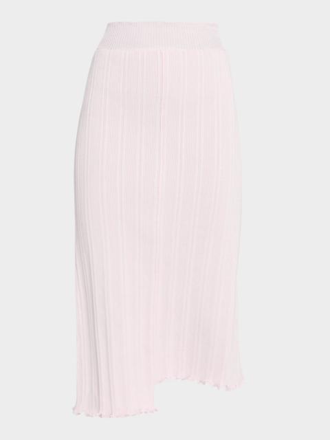 Asymmetric Fine Ribbed Cotton Skirt