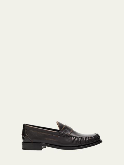 Distressed Leather Loafers