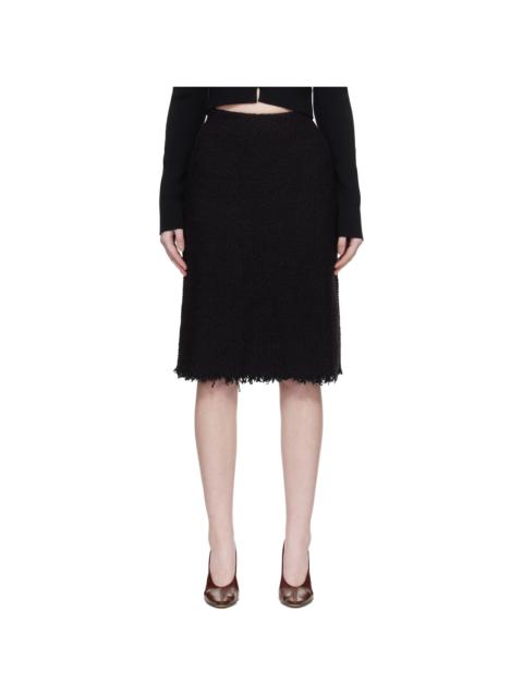 Black Frayed Edge Midi Skirt