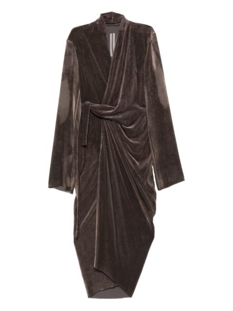 draped wrap midi dress
