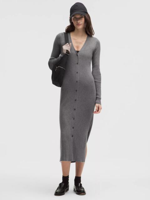 Micro Cable Merino-Blend Buttoned Midi Dress