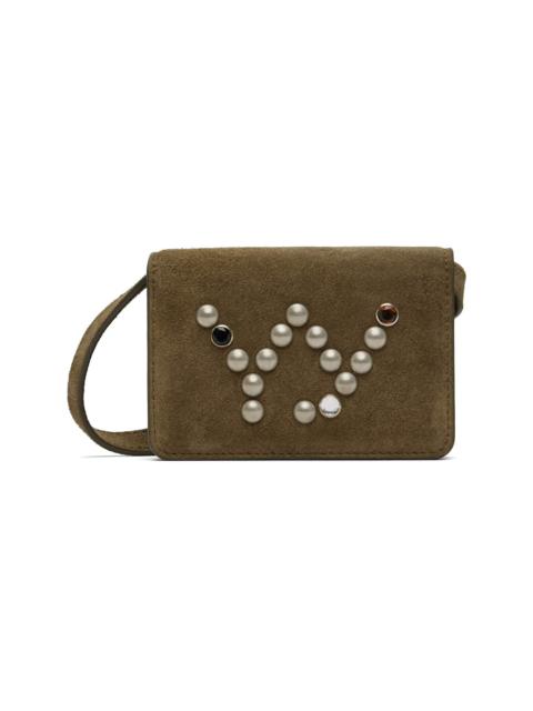 Brown Micro Suede Stud Wallet Bag