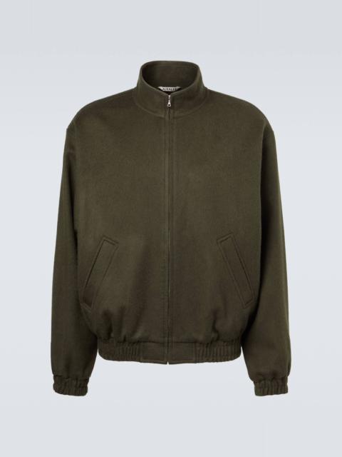 Camel hair flannel blouson jacket