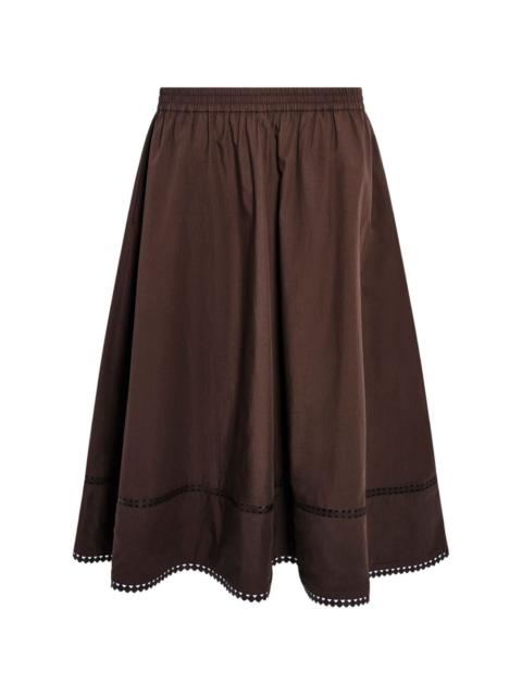 elastic-waistband midi skirt