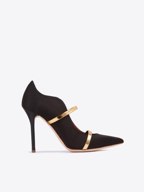 Maureen 100 Black & Gold Satin Pumps