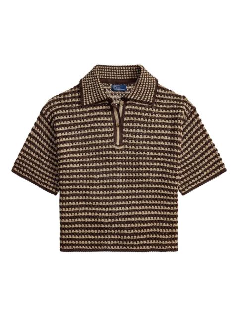 striped short-sleeve polo top