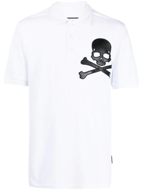 Skull-patch cotton polo shirt