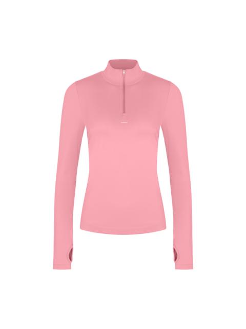 Womens Plant-Stretch Zipped Long Sleeve Top - Dewy Rose