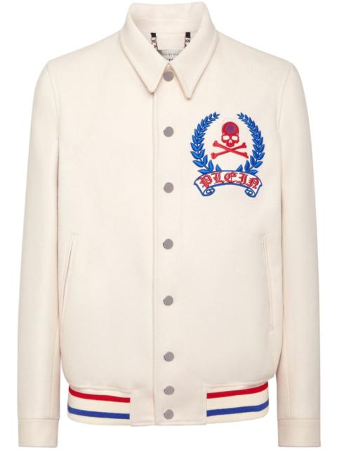skull-embroidered shirt jacket