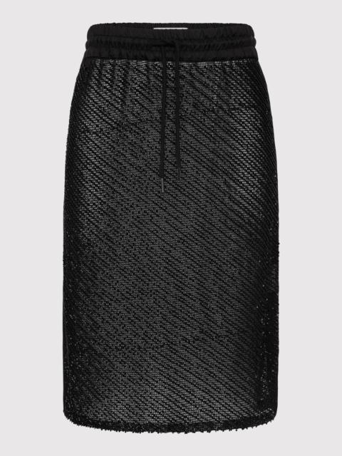 Glass Beaded Mesh Skirt - Jet Black