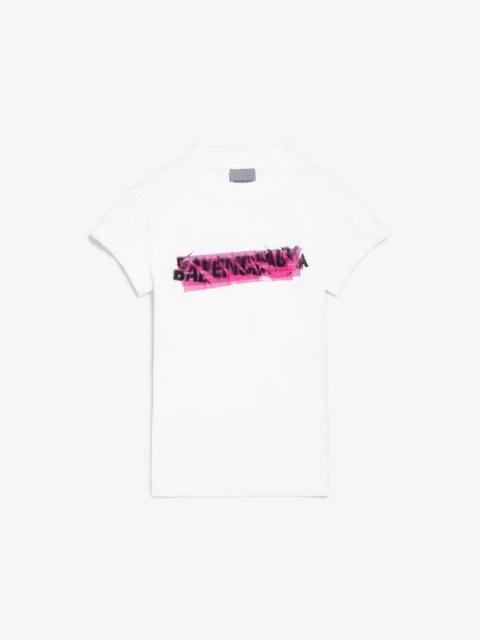 Women's Messy Spray Chopped Back T-shirt in White