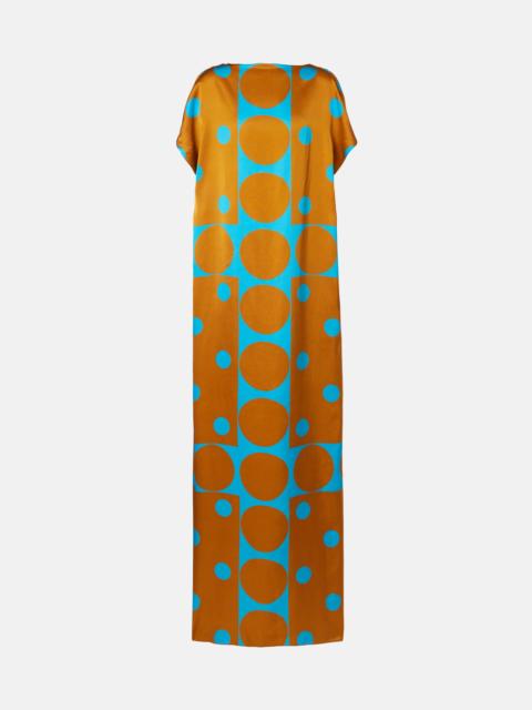 Printed satin maxi dress