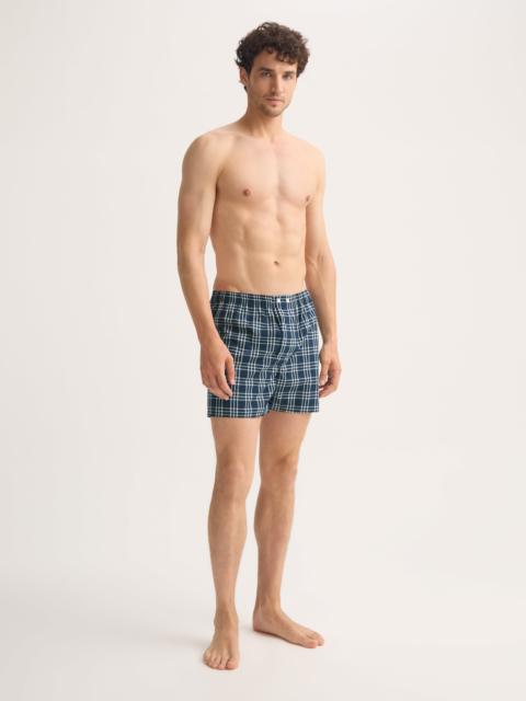 Men's Classic Fit Boxers Barker Cotton French Blue & White Check