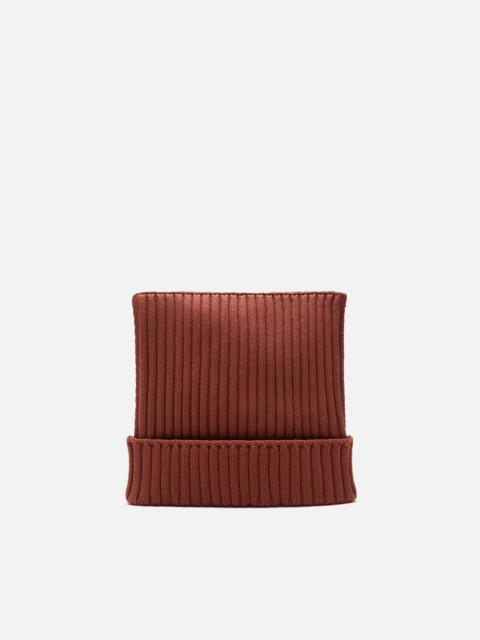 Ribbed square beanie - Terracotta red