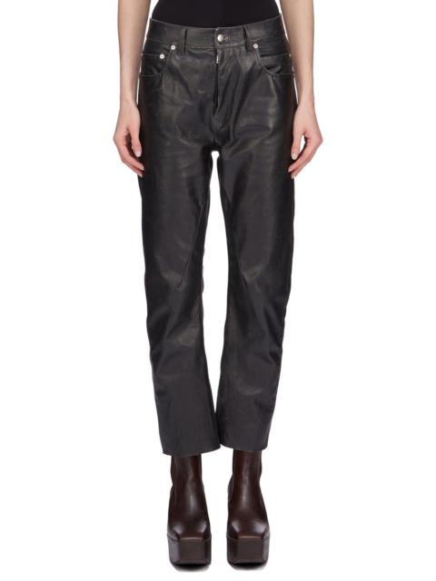 Black Hollywood Detroit Cut Leather Pants