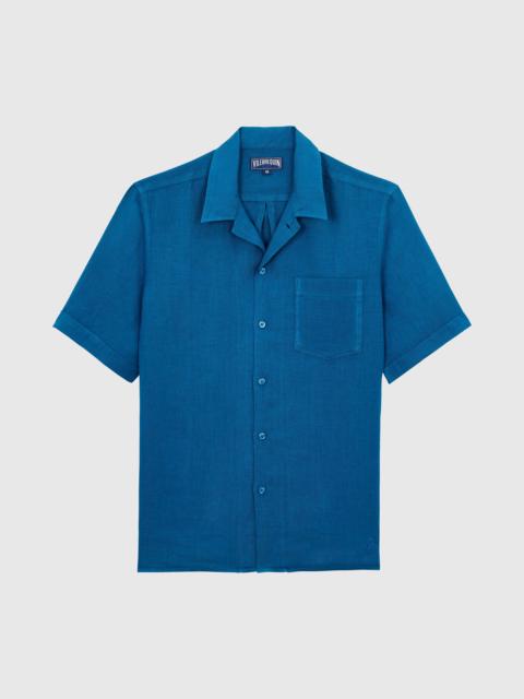 MEN BOWLING LINEN SHIRT SOLID