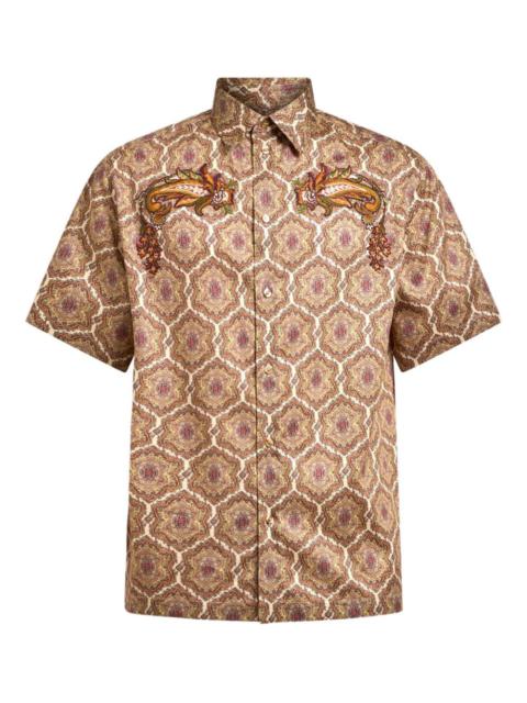 paisley-embroidered geometric-pattern shirt