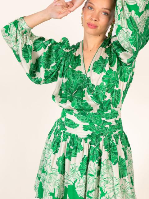 Mini Dress Colleen - Green Flower Bunch