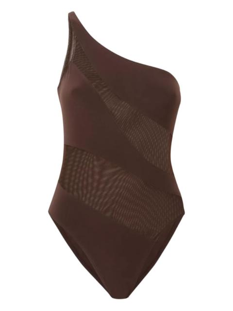 Mio mesh-panelled one-shoulder swimsuit