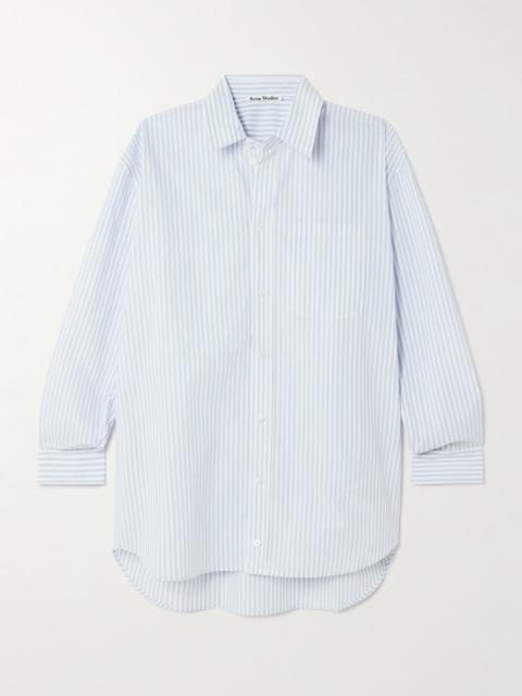 Printed Striped Cotton-poplin Shirt